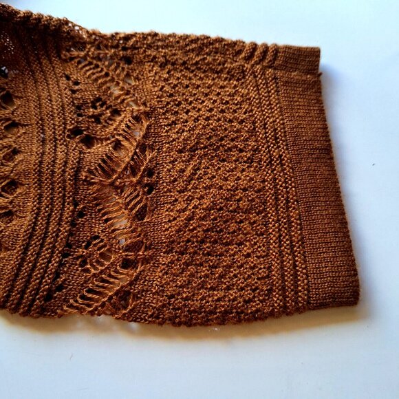 NAF NAF Paris LACE top knit sweater Sz S Café Caramelo Color BOHO SUMMER OFFICE - Picture 7 of 13
